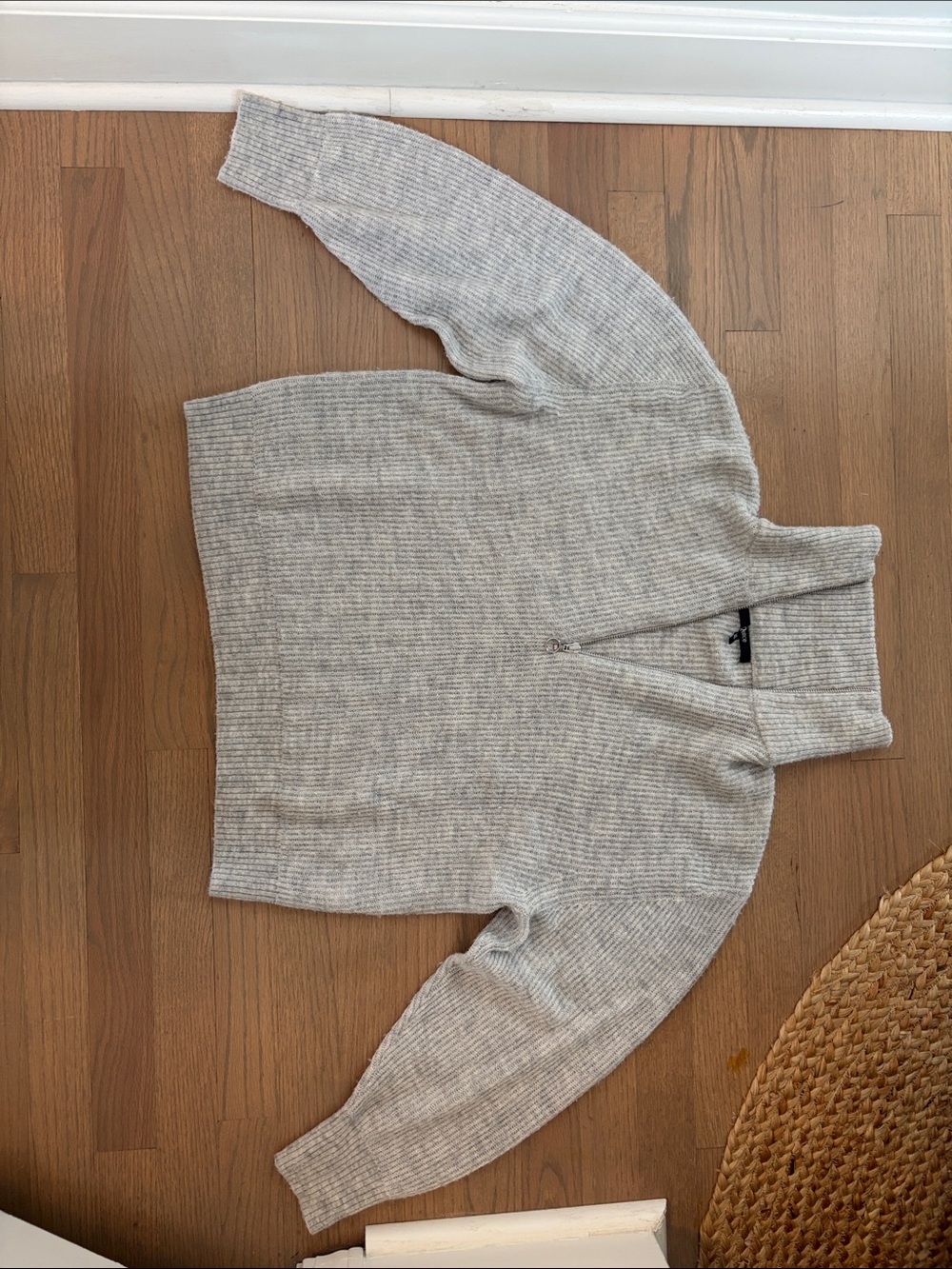 Quince light  Gray Baby Alpaca Wool Ribbed Quarter-Zip